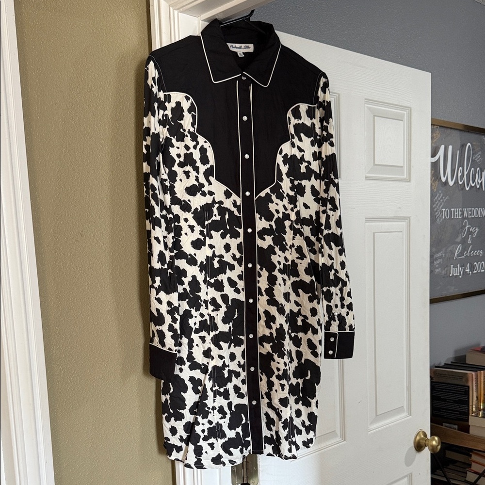Panhandle Slim Cow Print Pearl Snap Dress